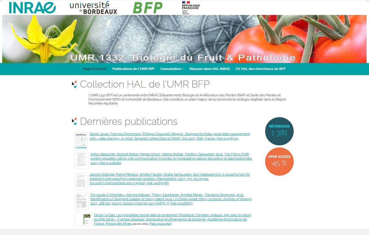 Consultez les publications de l'UMR BFP