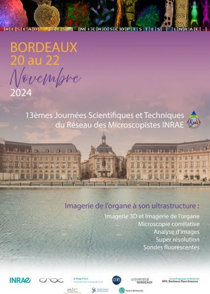 13èmes Journées Scientifiques et Techniques du Réseau des Microscopistes INRAE - du 20 au 22 novembre 2024